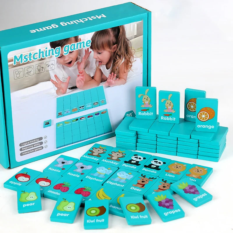 Kid Blocks Seaside Escape Mahjong Wooden Memory Solitaire Matching Game Party Family Board Games Animal Educational Puzzles Toy