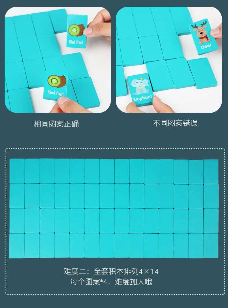 Kid Blocks Seaside Escape Mahjong Wooden Memory Solitaire Matching Game Party Family Board Games Animal Educational Puzzles Toy
