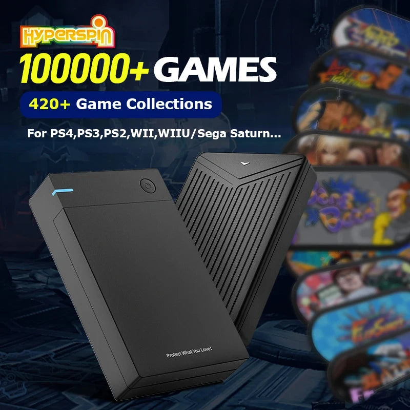 Hot Hyperspin Attraction Gaming HDD Portable Retro Game Console with 100,000 Games Support PS4/PS3/PS2/WII/WIIU for PC/Laptop