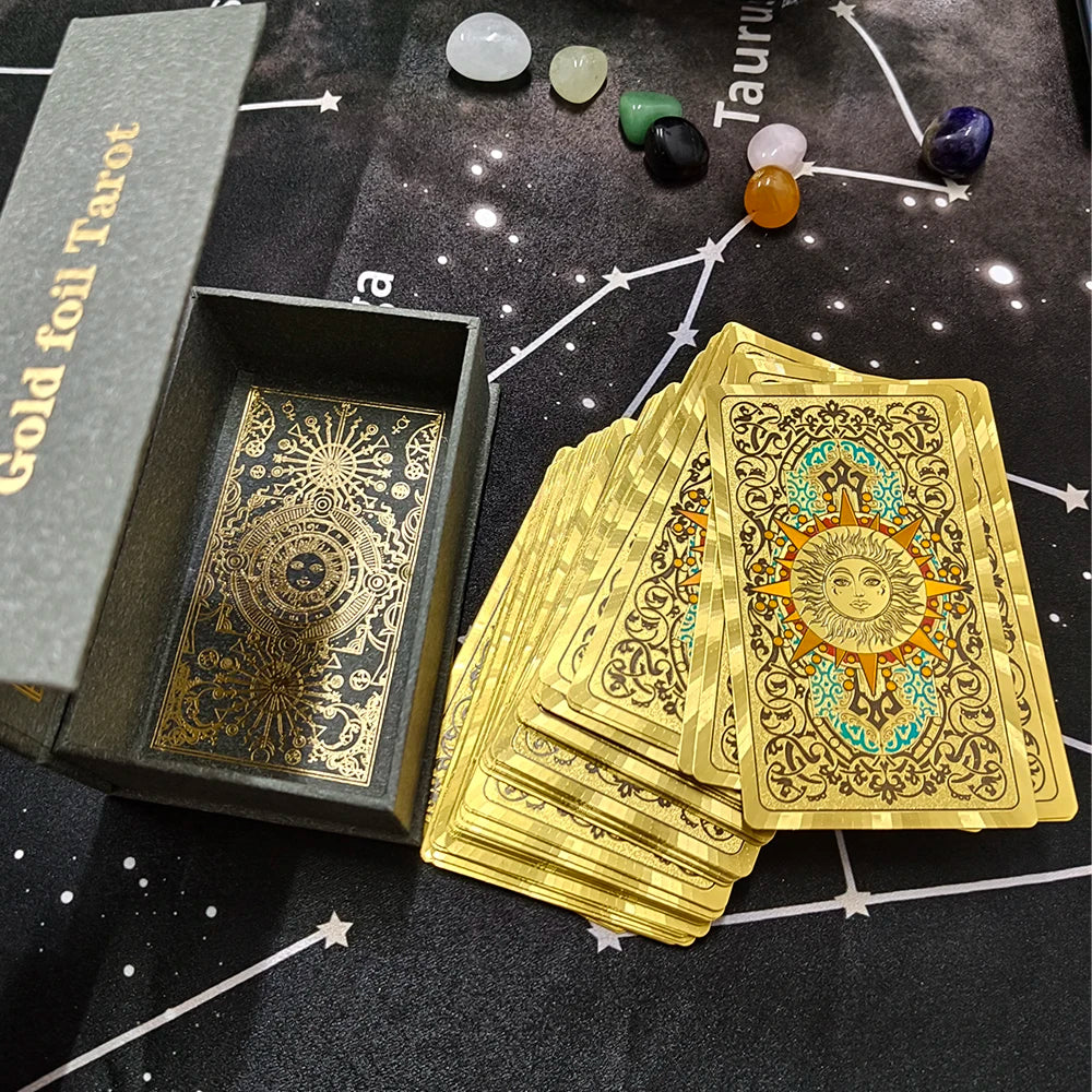 New Rider Waite Deck Gold Foil Tarot Cards Mysterious Board Game Terrific Divination Oracle With Exquisite Gift Box