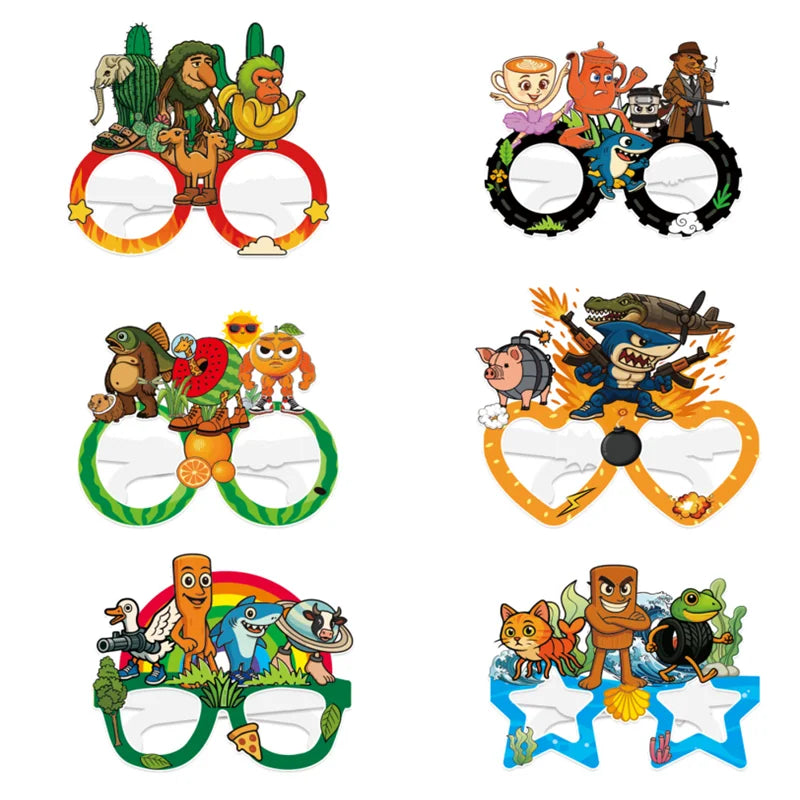 Tung Tung Sahur Party Favor Neon Stickers Cake Topper Glasses Gift Bag Balloons Keychain Squishy Fidget Theme Party Favors