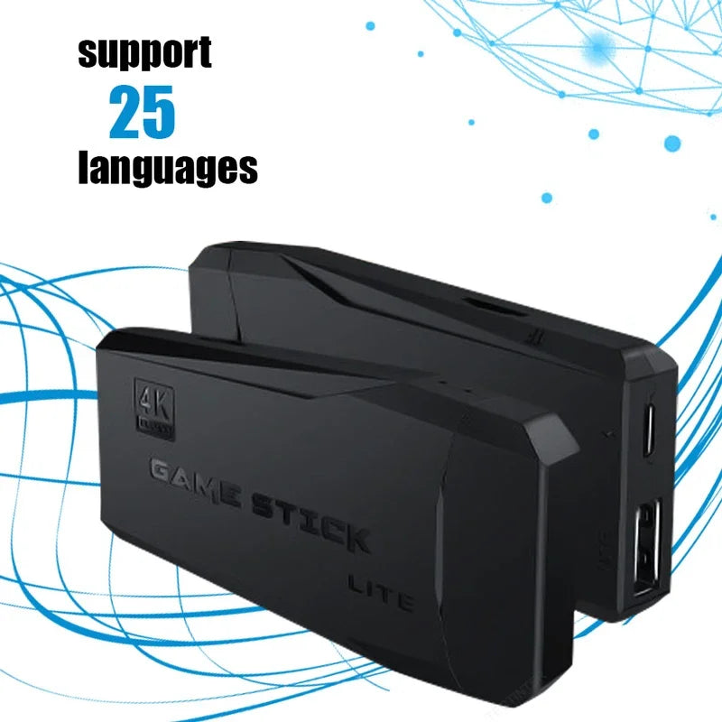 M8 4K Mini Game Stick 40000 Games Built-in with Twin 2.4G Wireless Controllers Video Game Console