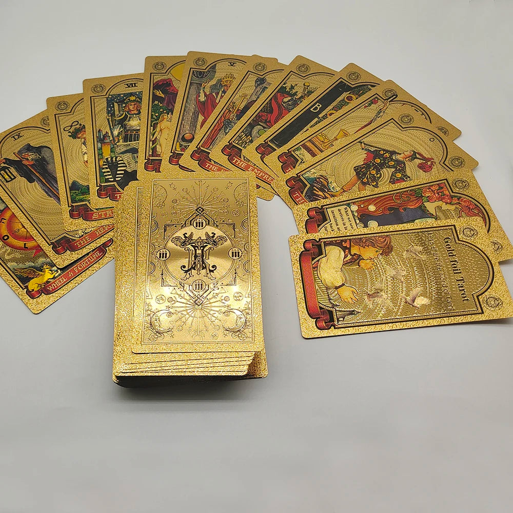 New Rider Waite Deck Gold Foil Tarot Cards Mysterious Board Game Terrific Divination Oracle With Exquisite Gift Box
