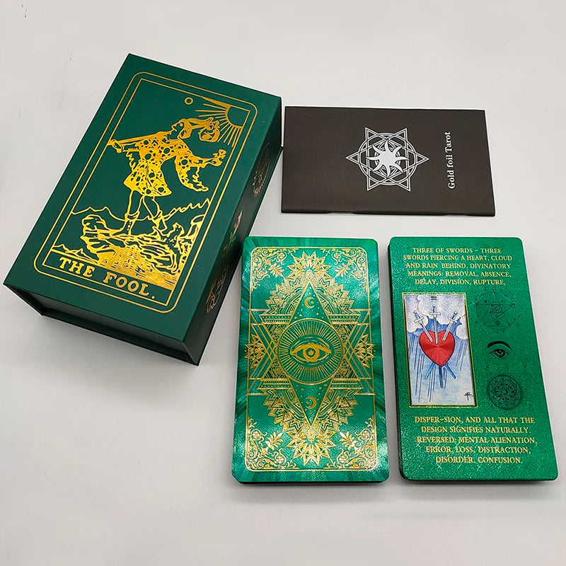 New Rider Waite Deck Gold Foil Tarot Cards Mysterious Board Game Terrific Divination Oracle With Exquisite Gift Box