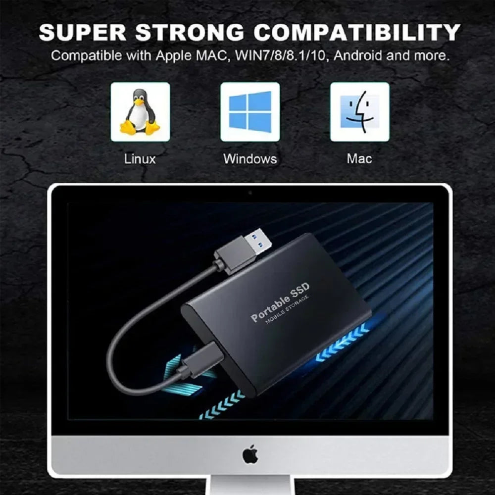 Portable High Speed External Hard Disks Fast Data Transfer Hard Drives 1TB 2TB 4TB High Capacity Storage SSD for MAC Notebook PC