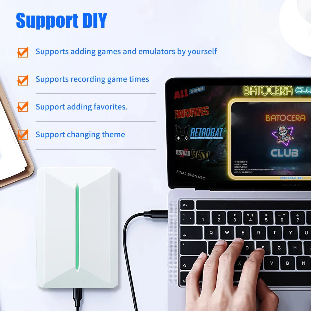 Retrobat＆Playnite Retro Gaming HDD 38200+AAA PC and Retro Games for PS3/PS2/Switch/DC/WII/WIIU/NES/MAME Emulator Game Console