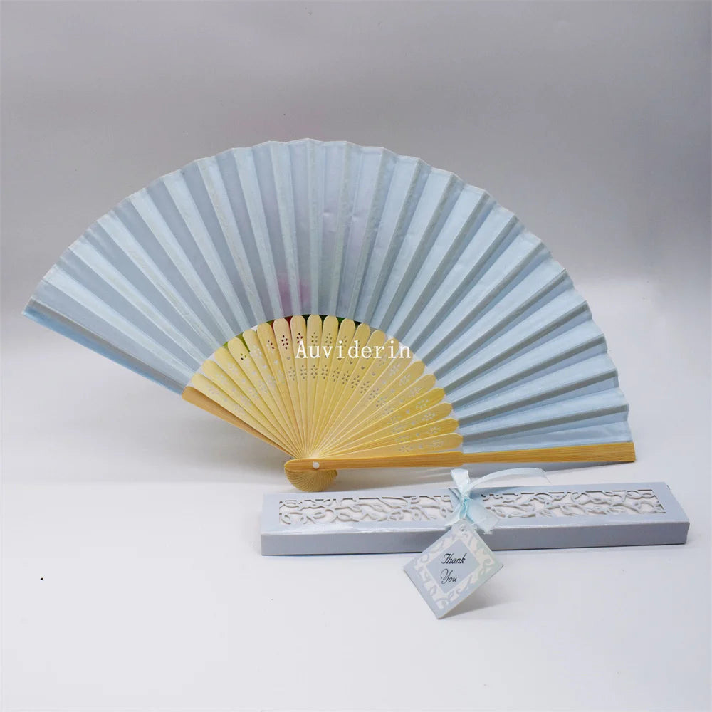 50Pcs Wedding Hand Fans with Gift Box Personalized Names as Souvenirs Children's Birthday Favors Custom Party Decor Supplies