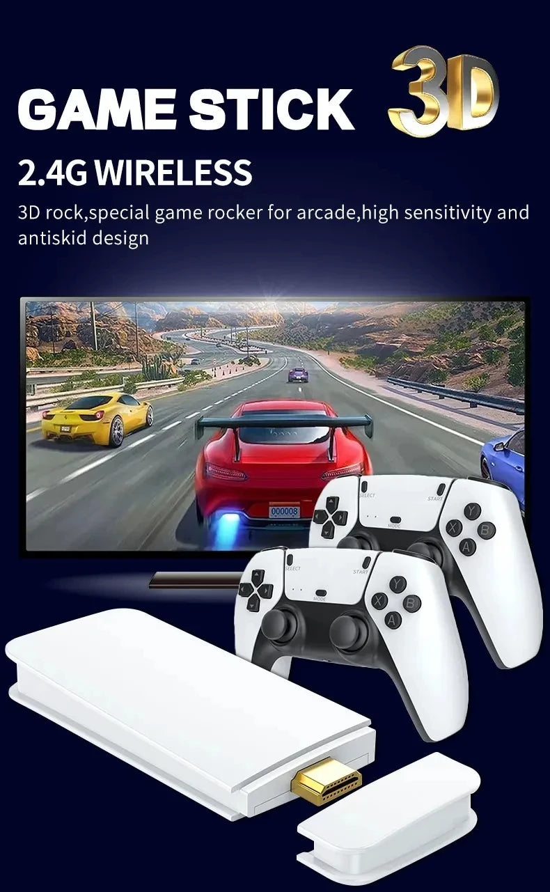 M15 Game Stick Mini TV Handheld Game Console Wireless Gamepads Video Game 128G 30000+ Retro Game HD Output Two-player for PS1 Et