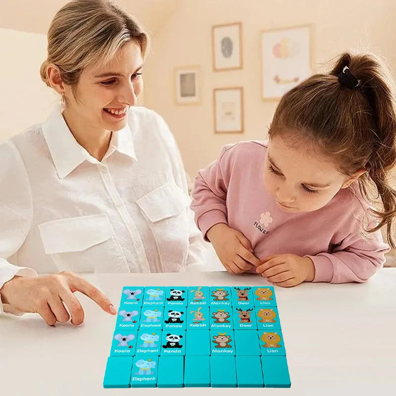 Kid Blocks Seaside Escape Mahjong Wooden Memory Solitaire Matching Game Party Family Board Games Animal Educational Puzzles Toy