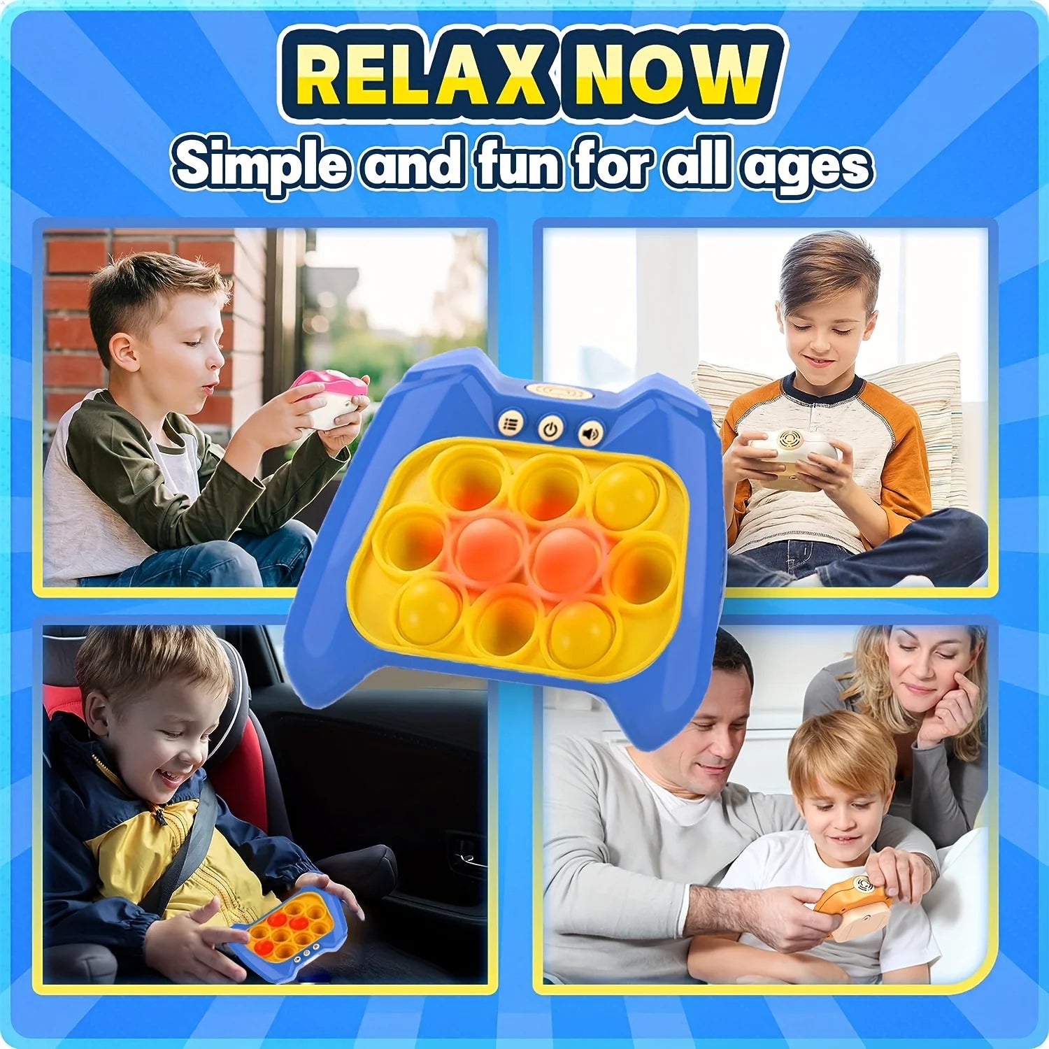 Pop Light Fidget Game Quick Push Bubble Game Portable Handheld Handle Toys Boys Girls Gift for Kids Machine Relieve Stress Toys
