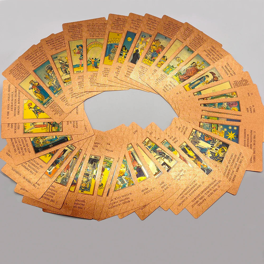 New Rider Waite Deck Gold Foil Tarot Cards Mysterious Board Game Terrific Divination Oracle With Exquisite Gift Box