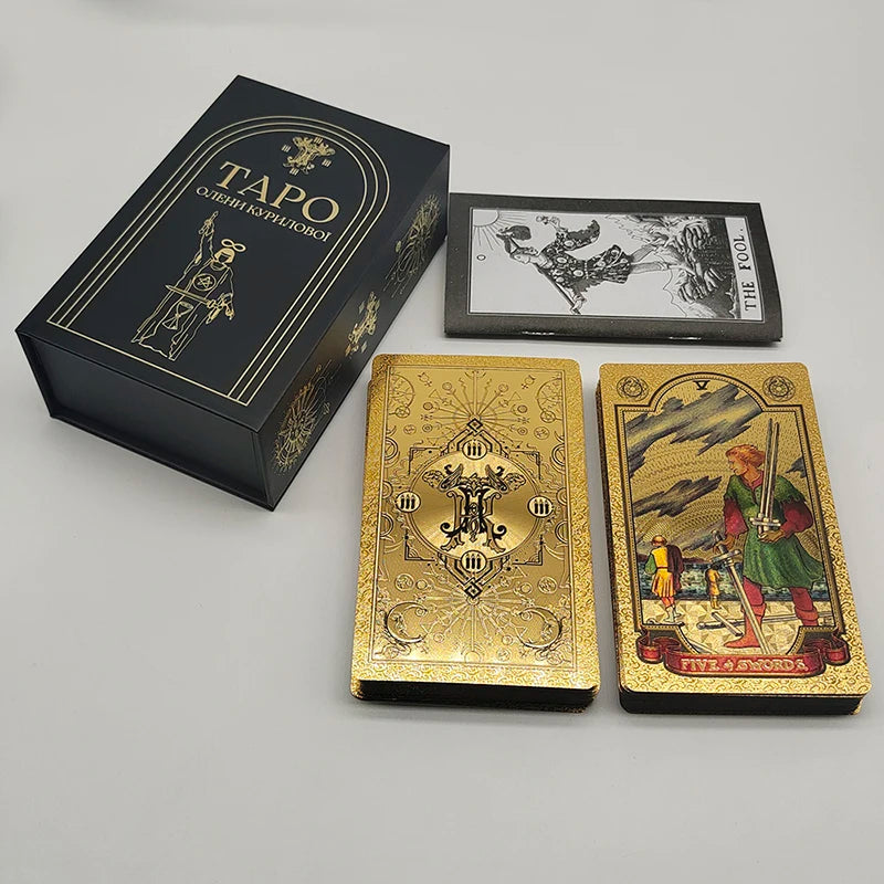 New Rider Waite Deck Gold Foil Tarot Cards Mysterious Board Game Terrific Divination Oracle With Exquisite Gift Box