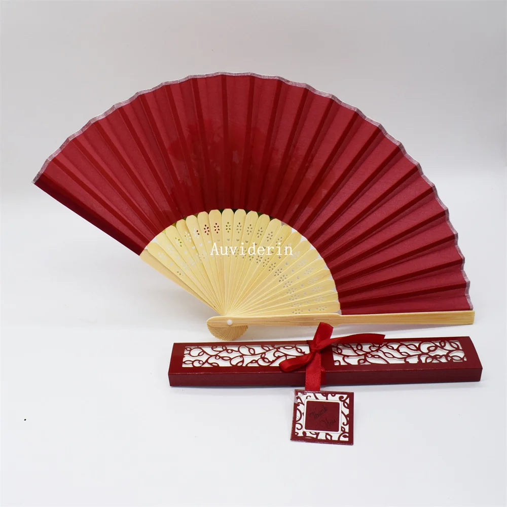 50Pcs Wedding Hand Fans with Gift Box Personalized Names as Souvenirs Children's Birthday Favors Custom Party Decor Supplies