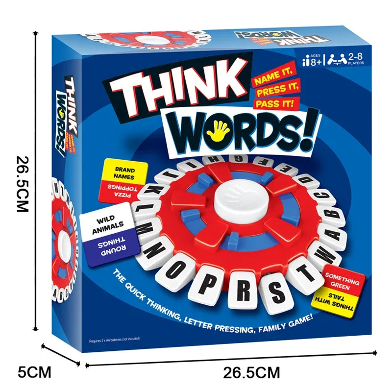 Think Word English Spanish Board Game Fast Paced Family Fun The Quick Thinking Letter Pressing Puzzle Game For Adults And Kids