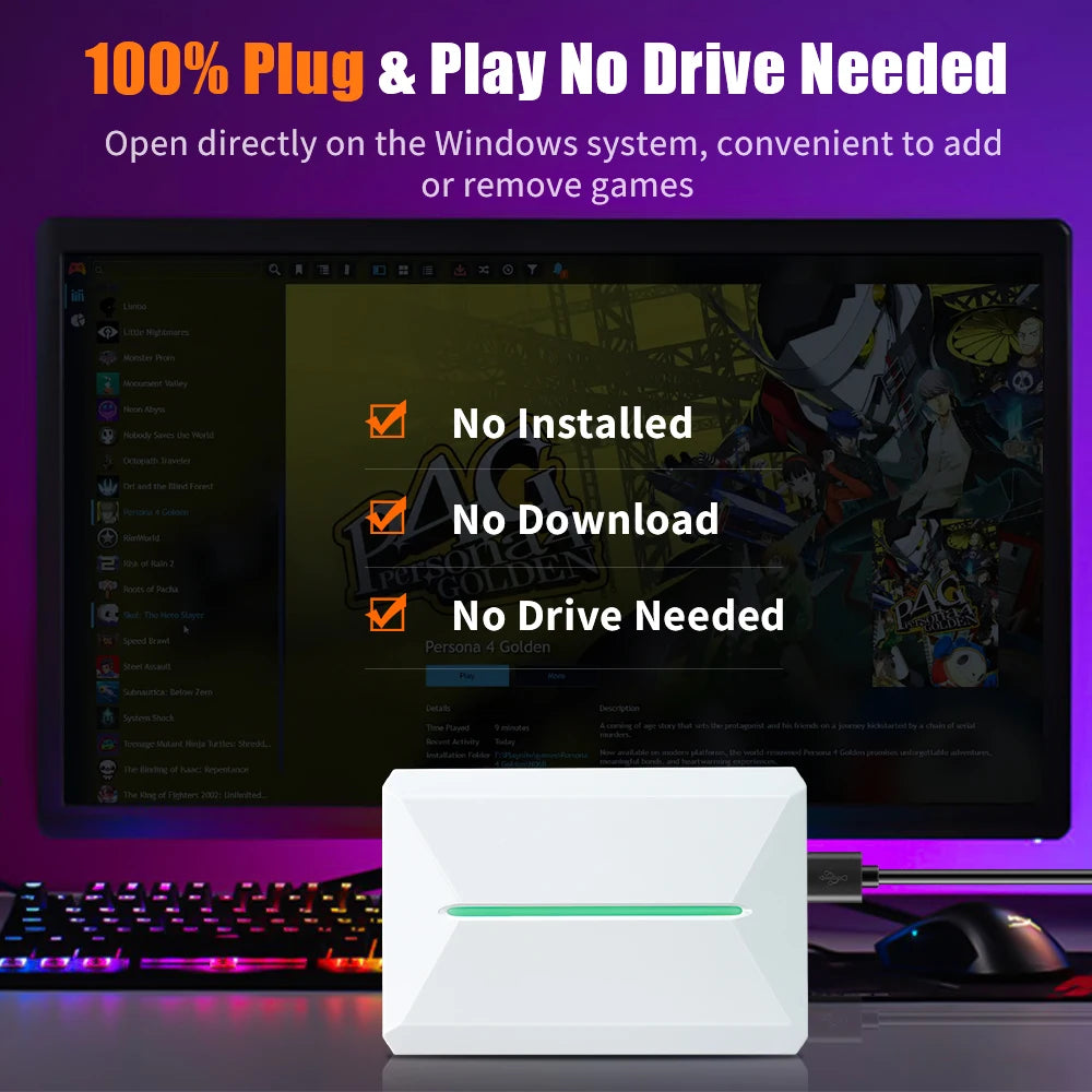 Retrobat＆Playnite Retro Gaming HDD 38200+AAA PC and Retro Games for PS3/PS2/Switch/DC/WII/WIIU/NES/MAME Emulator Game Console
