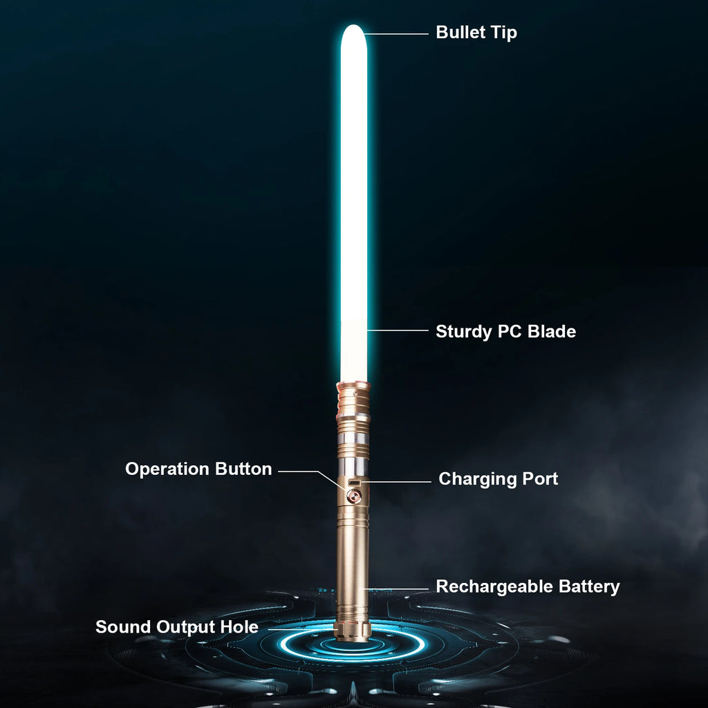 DamienSaber Xeno3.0 Pixel Lightsaber Sensitive Smooth Swing Light Saber Force Heavy Dueling Blade Metal Hilt with 34 Sound Fonts