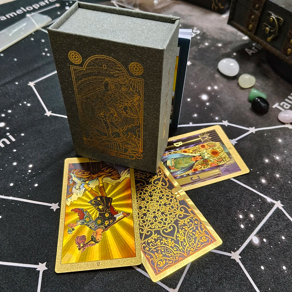 New Rider Waite Deck Gold Foil Tarot Cards Mysterious Board Game Terrific Divination Oracle With Exquisite Gift Box
