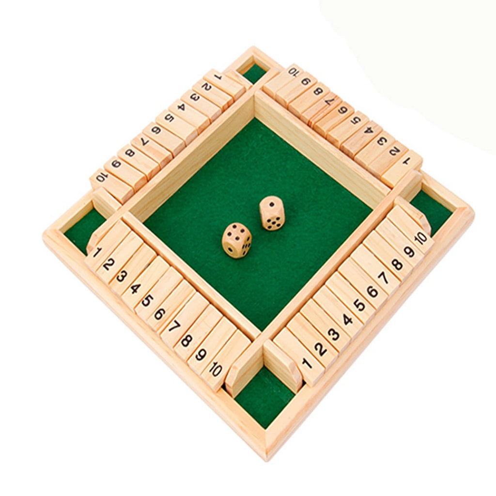 Wooden Dice Board Game Shut The Box for 4 Players Flaps & Dices Game Parent-children Interaction Family Entertainment