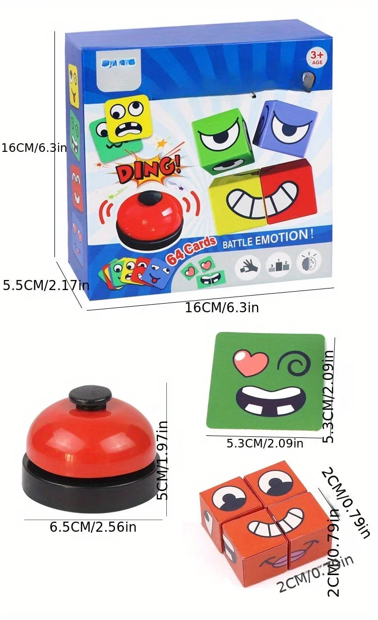 Kids Face Change Cube Game Montessori Expression Puzzle Building Blocks Toys Early Learning Educational Match Toy for Children