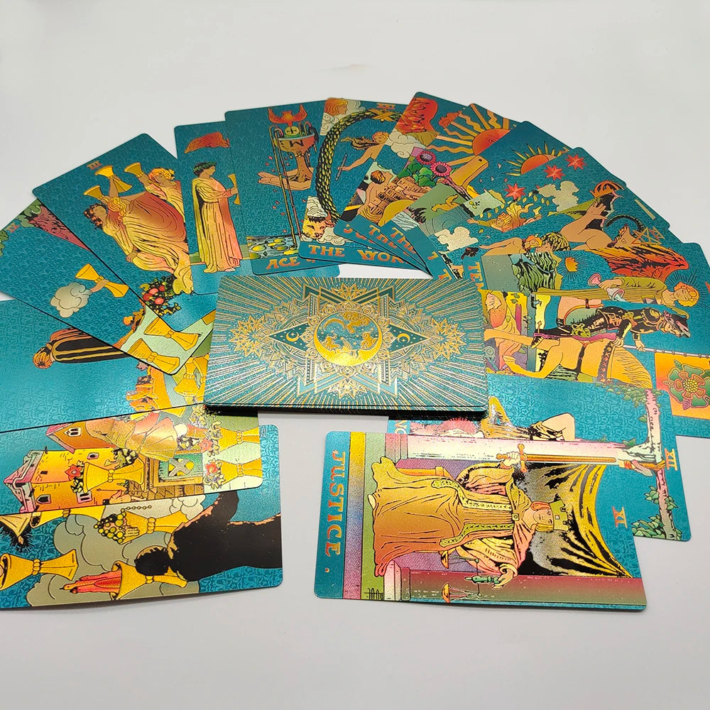 New Rider Waite Deck Gold Foil Tarot Cards Mysterious Board Game Terrific Divination Oracle With Exquisite Gift Box
