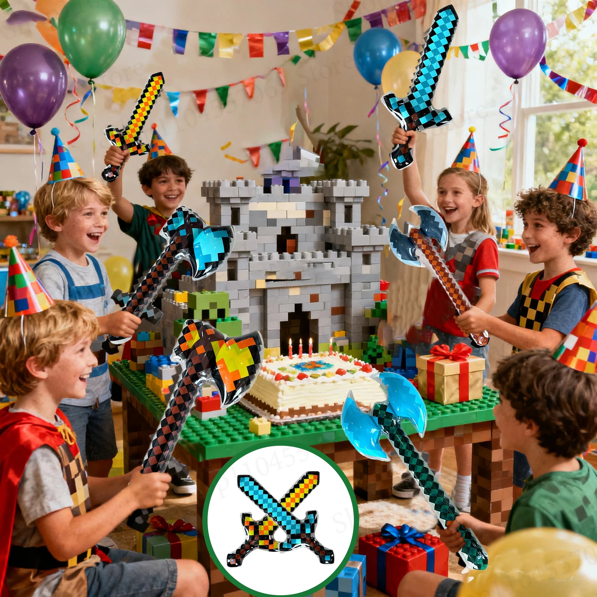 12-72Pcs Inflatable Sword Toy Inflatable Weapons for Theme Party Birthday Halloween Kids Themed Party Gifts Sword Party Favors