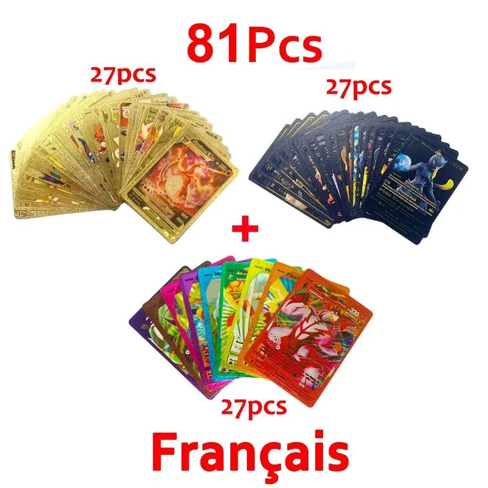 Pokemon Cards Vmax GX Gold Foil Flash Card English Spanish Colorful Pikachu Charizard French German Game Battle Collection Cards