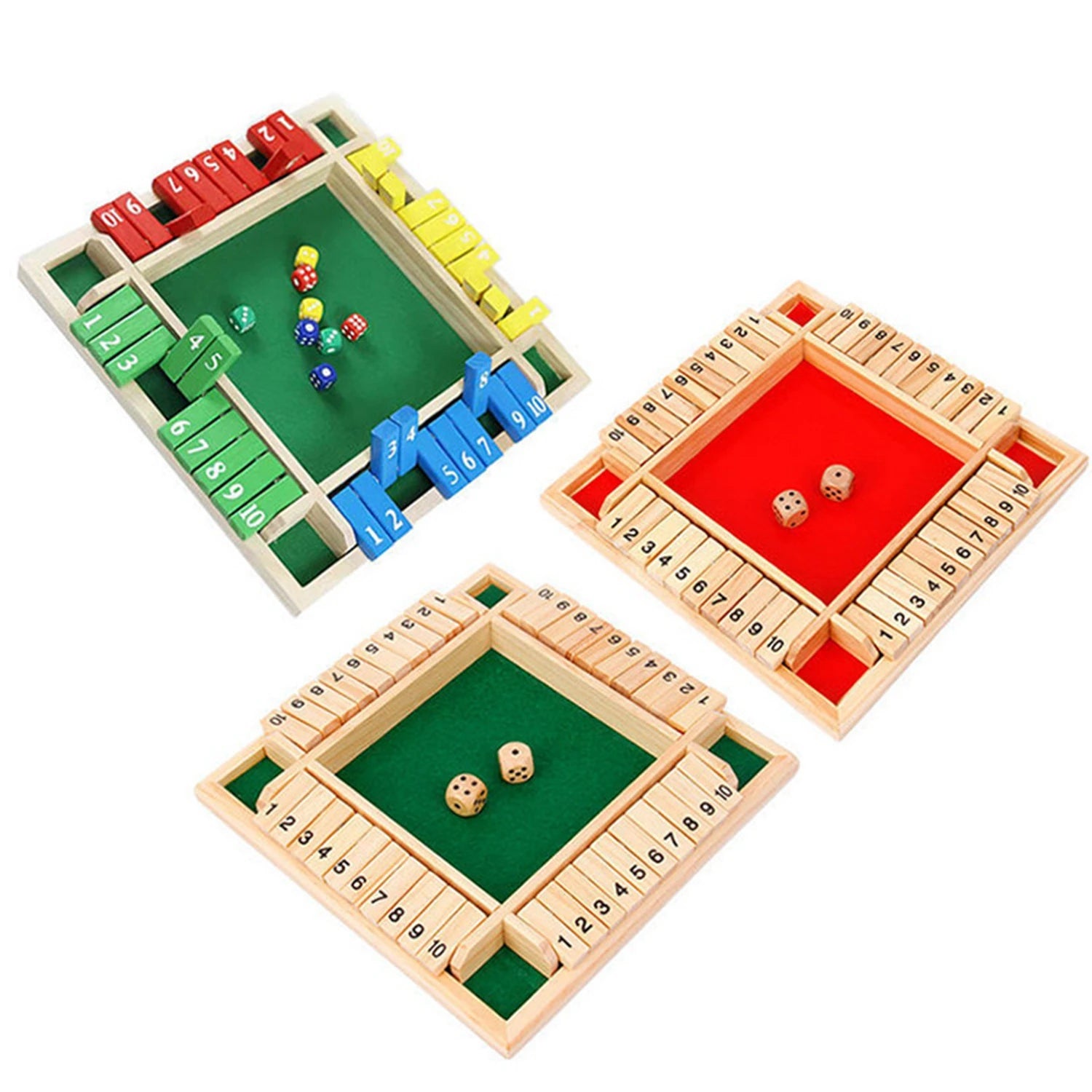 Wooden Dice Board Game Shut The Box for 4 Players Flaps & Dices Game Parent-children Interaction Family Entertainment