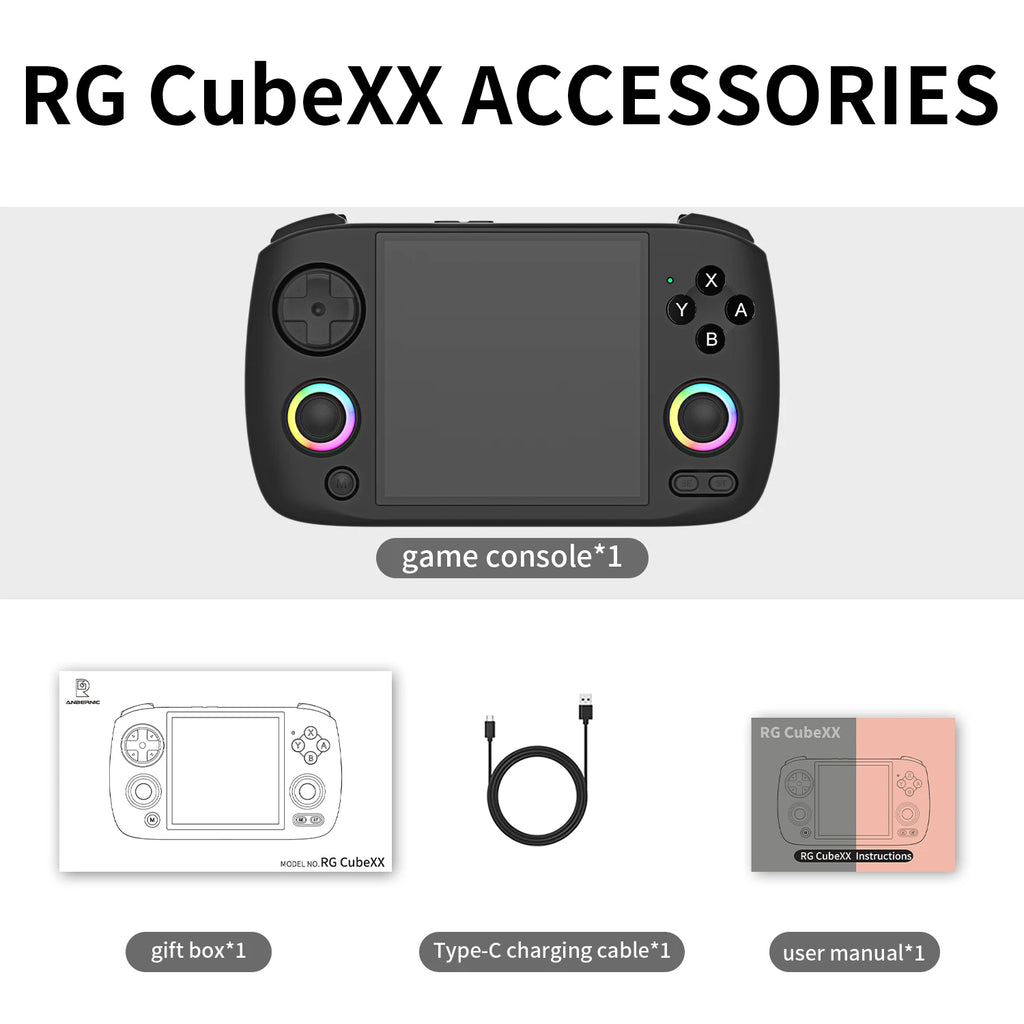 Anbernic RG CubeXX Retro Handheld Game Console 3.95 Inch IPS Screen Linux System Built-in 64G TF Card 5056 Games Support HD Out