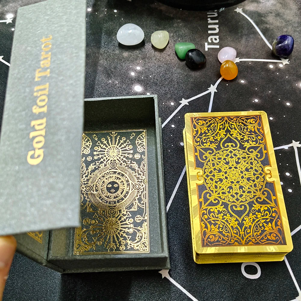 New Rider Waite Deck Gold Foil Tarot Cards Mysterious Board Game Terrific Divination Oracle With Exquisite Gift Box